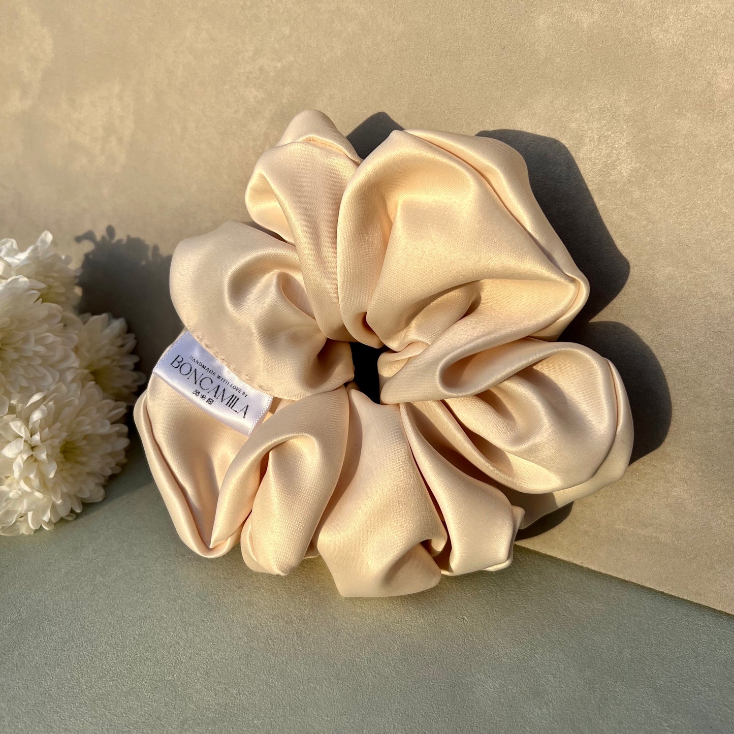 Premium Duchess Satin Hair Scrunchie Handmade-Hair Bows-Luxury Fashion Accessories-Boncamila