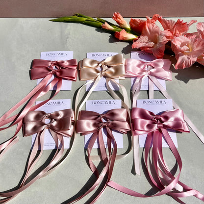 ELENKA's Deluxe Satin Ribbon Set of Hair Clips Handmade