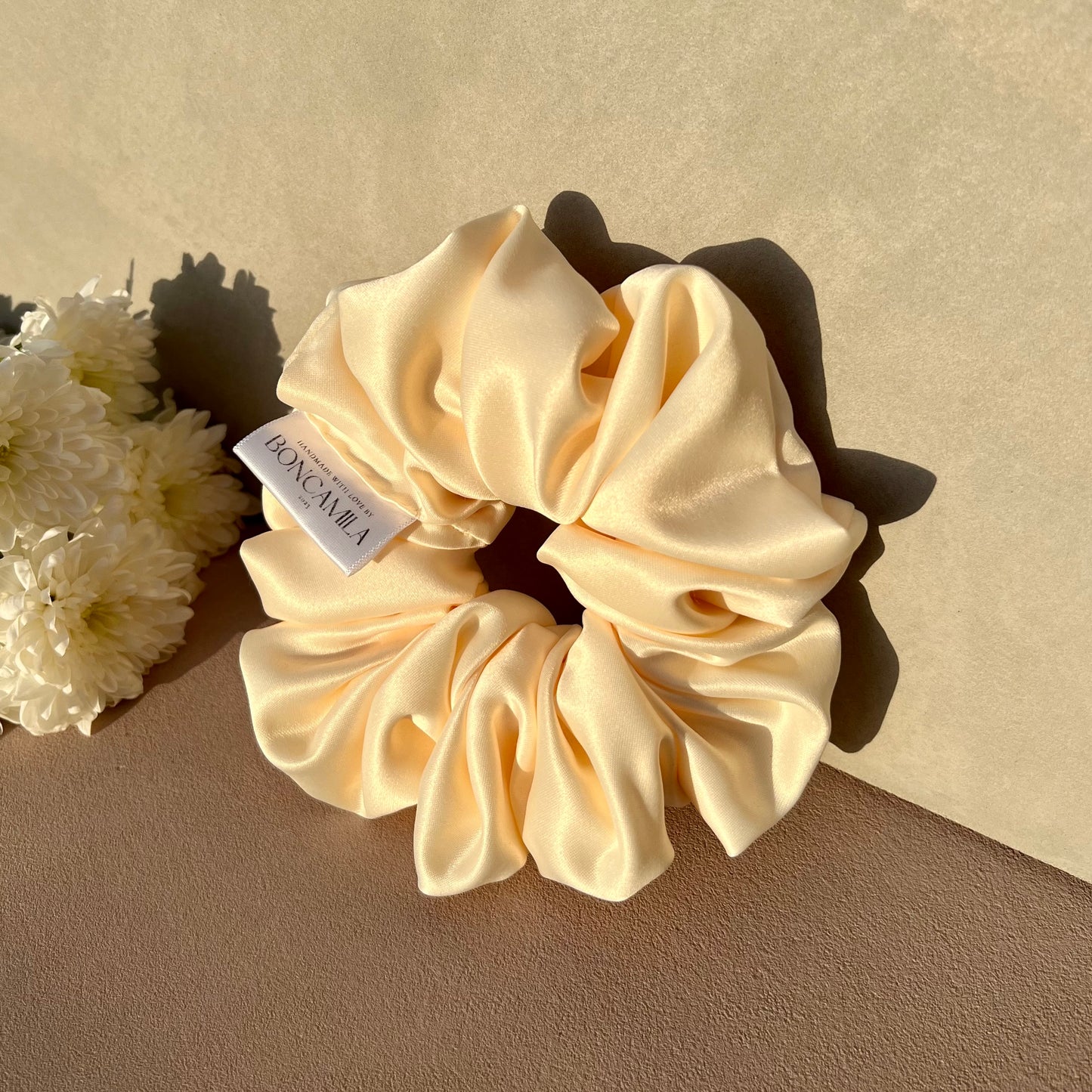 Premium Duchess Satin Hair Scrunchie Handmade-Hair Bows-Luxury Fashion Accessories-Boncamila