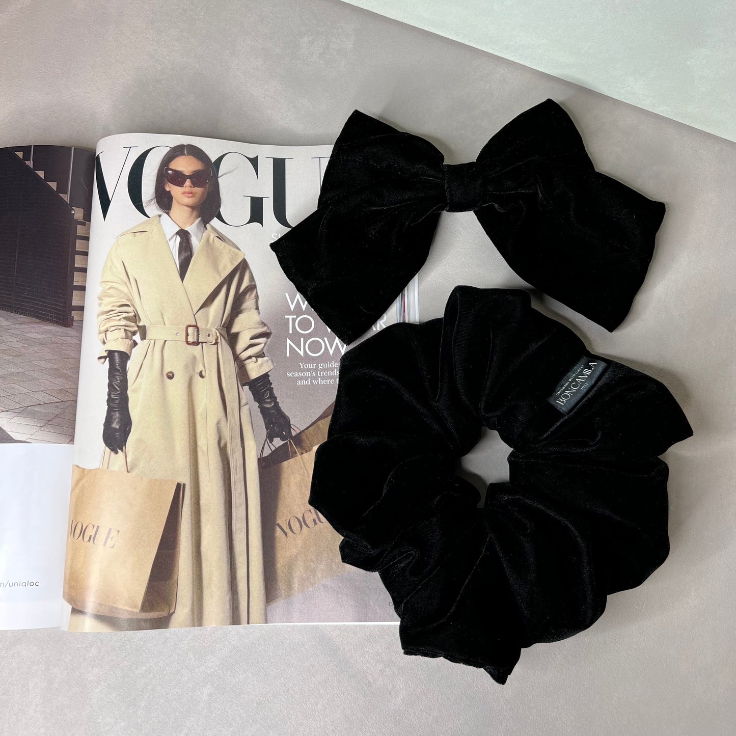 Elegant Velvet Hair Bow Handmade-Luxury Hair Accessories-Fashion Accessories-Velvet-Christmas-Black-Boncamila-Hair Bows