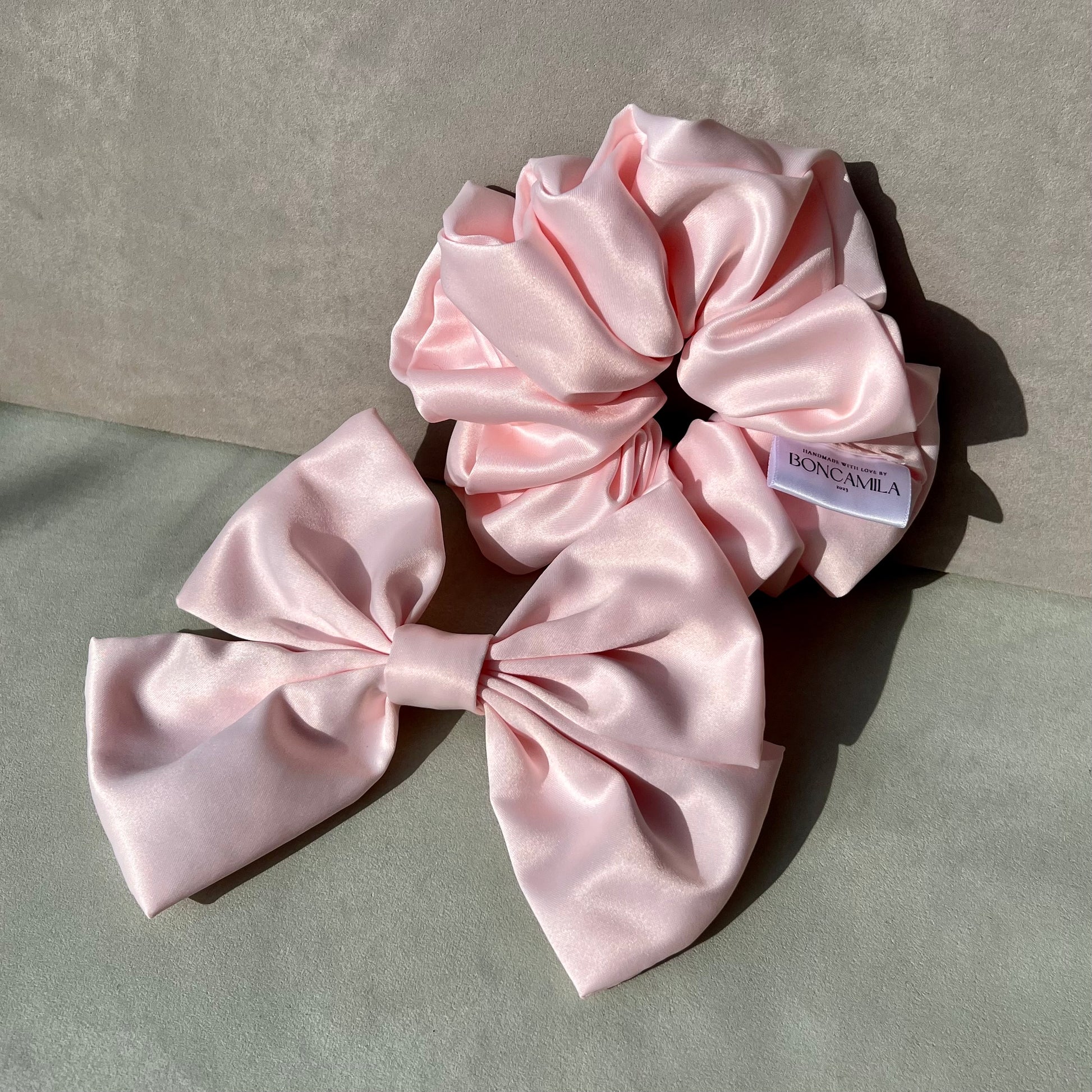 Premium Duchess Satin Hair Scrunchie Handmade-Hair Bows-Luxury Fashion Accessories-Boncamila