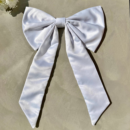 Bridal Detachable Wedding Dress Bow White Duchess Satin Handmade-Wedding Fashion Accessories-Wedding Hair Bow-Hair Bows-White-Boncamila