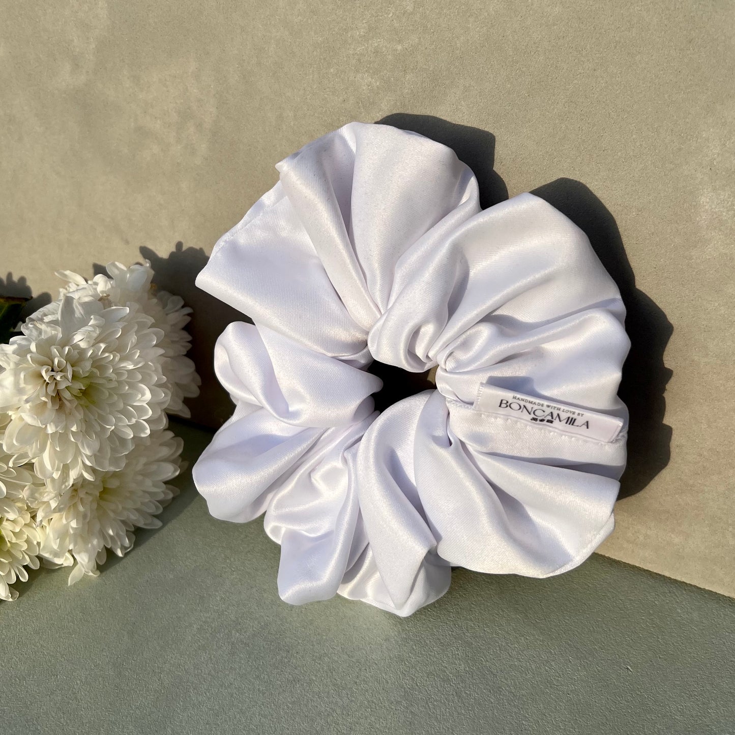 Premium Duchess Satin Hair Scrunchie Handmade-Hair Bows-Luxury Fashion Accessories-Boncamila